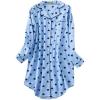 PNAEONG Women’s Flannel 100% Cotton Nightgown Button Down Boyfriend Nightshirt Mid-Long Style Sleepshirt Pajama Tops(Blue Heart)
