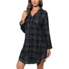 PNAEONG Women’s Flannel 100% Cotton Nightgown Button Down Boyfriend Nightshirt Mid-Long Style Sleepshirt Pajama Tops(Green)