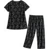 PNAEONG Women’s Pajama Set – Sleepwear Tops with Capri Pants Casual and Fun Prints Pajama Sets SY215-Purple-XL(Black Cats)