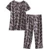PNAEONG Women’s Pajama Set – Sleepwear Tops with Capri Pants Casual and Fun Prints Pajama Sets SY215-Purple-XL(Black Paisley)