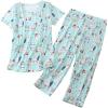 PNAEONG Women’s Pajama Set – Sleepwear Tops with Capri Pants Casual and Fun Prints Pajama Sets SY215-Purple-XL(Blue Owl)