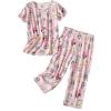 PNAEONG Women’s Pajama Set – Sleepwear Tops with Capri Pants Casual and Fun Prints Pajama Sets SY215-Purple-XL(Cup Cats)