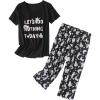PNAEONG Women’s Pajama Set – Sleepwear Tops with Capri Pants Casual and Fun Prints Pajama Sets SY215-Purple-XL(Let’s Do Nothing)