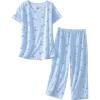 PNAEONG Women’s Pajama Set – Sleepwear Tops with Capri Pants Casual and Fun Prints Pajama Sets SY215-Purple-XL(Little Cats)