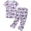 PNAEONG Women’s Pajama Set – Sleepwear Tops with Capri Pants Casual and Fun Prints Pajama Sets SY215-Purple-XL(Pink Camouflage)