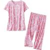 PNAEONG Women’s Pajama Set – Sleepwear Tops with Capri Pants Casual and Fun Prints Pajama Sets SY215-Purple-XL(Pink Paisley)
