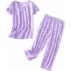 PNAEONG Women’s Pajama Set – Sleepwear Tops with Capri Pants Casual and Fun Prints Pajama Sets SY215-Purple-XL(Purple)
