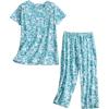 PNAEONG Women’s Pajama Set – Sleepwear Tops with Capri Pants Casual and Fun Prints Pajama Sets SY215-Purple-XL(T-green)