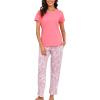 PNAEONG Womens Pajama Sets Cotton Lounge Sets for Women Short Sleeve Top With Pants 2 Piece pj sets With Pocket(C Pink Paisley)