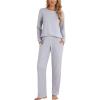 PNAEONG Womens Pajama Sets Long Sleeve Top With Pants Lounge Sets Soft Sleepwear Comfy Pjs With Pockets(Gray)
