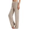 PNAEONG Womens Wide Leg Lounge Pants with Pockets Loose Comfy Casual Pajama Pants Cozy Pajama Bottoms(Light Khaki)