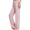 PNAEONG Womens Wide Leg Lounge Pants with Pockets Loose Comfy Casual Pajama Pants Cozy Pajama Bottoms(Light Pink)