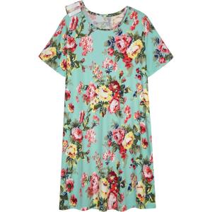 AVIIER Hospital Gowns for Women Open Back Adaptive Clothing Nightgowns Post Shoulder Surgery Dress(Green Flower)