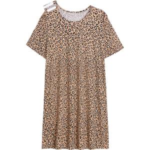 AVIIER Hospital Gowns for Women Open Back Adaptive Clothing Nightgowns Post Shoulder Surgery Dress(Khaki Leopard)