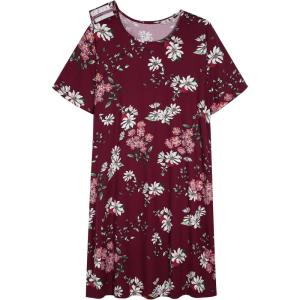 AVIIER Hospital Gowns for Women Open Back Adaptive Clothing Nightgowns Post Shoulder Surgery Dress(Red Flower)