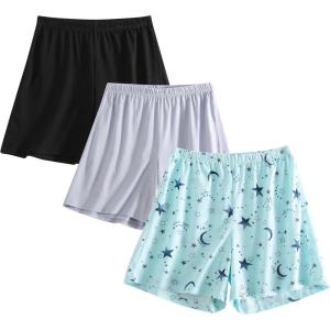 PNAEONG 3 Pack: Womens Pajamas Shorts Set Soft Elastic Waist Lounge Shorts Printed PJ Bottoms(Set 8)