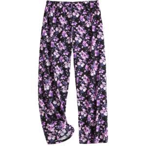 PNAEONG Women Cotton Pajama Pants Comfy Pj Bottoms Soft Printed Lounge Pant with Pockets(Midnight Purple Flower)