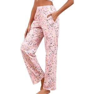 PNAEONG Women Cotton Pajama Pants Comfy Pj Bottoms Soft Printed Lounge Pant with Pockets(Pink)
