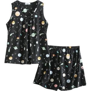 PNAEONG Women Cotton Sleepwear Short Sets Tank&Short Pajamas Sets XTSY208(Color Stars)