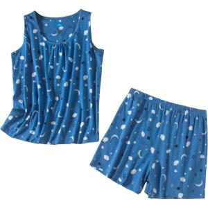 PNAEONG Women Cotton Sleepwear Short Sets Tank&Short Pajamas Sets XTSY208(Moon Night)
