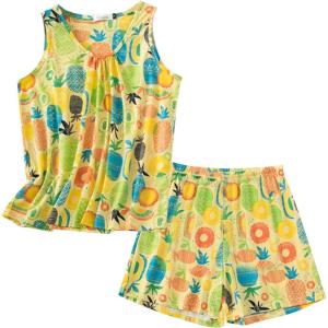 PNAEONG Women Cotton Sleepwear Short Sets Tank&Short Pajamas Sets XTSY208(Pineapple)