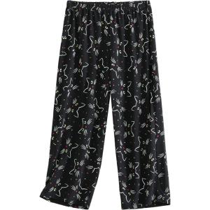 PNAEONG Women’s Capri Pajama Pants Lounge Causal Bottoms Fun Print Sleep Pants(Black Cats)