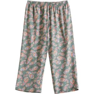PNAEONG Women’s Capri Pajama Pants Lounge Causal Bottoms Fun Print Sleep Pants(Green Boho)