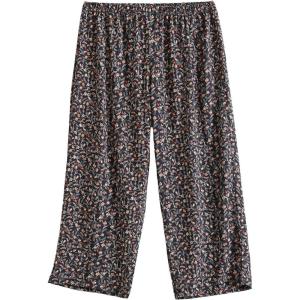 PNAEONG Women’s Capri Pajama Pants Lounge Causal Bottoms Fun Print Sleep Pants(Little Flower)