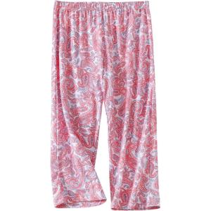 PNAEONG Women’s Capri Pajama Pants Lounge Causal Bottoms Fun Print Sleep Pants(Pink Paisley)