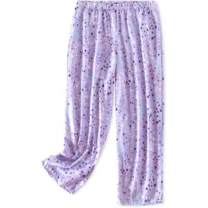 PNAEONG Women’s Capri Pajama Pants Lounge Causal Bottoms Fun Print Sleep Pants(Purple)