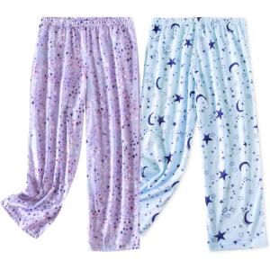 PNAEONG Women’s Capri Pajama Pants Lounge Causal Bottoms Fun Print Sleep Pants(Purple+blue Star)
