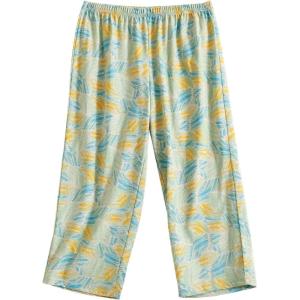 PNAEONG Women’s Capri Pajama Pants Lounge Causal Bottoms Fun Print Sleep Pants(Yellow Green)