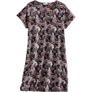 PNAEONG Women’s Cotton Nightgown Sleepwear Short Sleeves Shirt Casual Print Sleepdress(Black Paisley)
