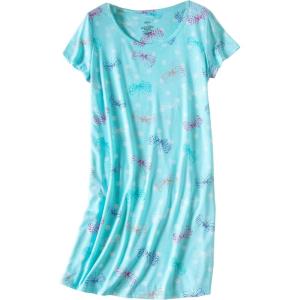 PNAEONG Women’s Cotton Nightgown Sleepwear Short Sleeves Shirt Casual Print Sleepdress(Dragonfly)