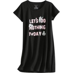 PNAEONG Women’s Cotton Nightgown Sleepwear Short Sleeves Shirt Casual Print Sleepdress(Let’s Do Nothing)
