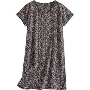PNAEONG Women’s Cotton Nightgown Sleepwear Short Sleeves Shirt Casual Print Sleepdress(Little Flower)
