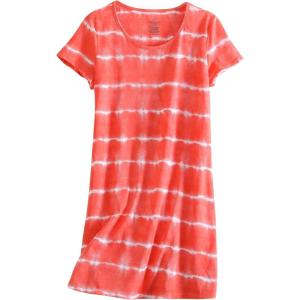 PNAEONG Women’s Cotton Nightgown Sleepwear Short Sleeves Shirt Casual Print Sleepdress(Orange Wave)