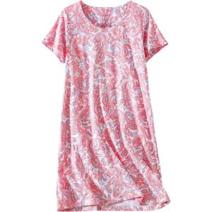 PNAEONG Women’s Cotton Nightgown Sleepwear Short Sleeves Shirt Casual Print Sleepdress(Pink Paisley)