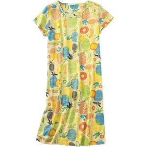PNAEONG Women’s Cotton Nightgown Sleepwear Short Sleeves Shirt Casual Print Sleepdress(Yellow Pineapple)
