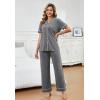 PNAEONG Womens Pajama Sets Short Sleeve Button Down Sleepwear 2 Piece Lounge Sets Soft Pj Sets(Dark Grey)