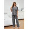 PNAEONG Womens Pajama Sets Short Sleeve Button Down Sleepwear 2 Piece Lounge Sets Soft Pj Sets(Dark Grey)
