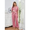 PNAEONG Womens Pajama Sets Short Sleeve Button Down Sleepwear 2 Piece Lounge Sets Soft Pj Sets(Dusty Rose)