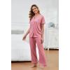 PNAEONG Womens Pajama Sets Short Sleeve Button Down Sleepwear 2 Piece Lounge Sets Soft Pj Sets(Dusty Rose)