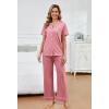 PNAEONG Womens Pajama Sets Short Sleeve Button Down Sleepwear 2 Piece Lounge Sets Soft Pj Sets(Dusty Rose)