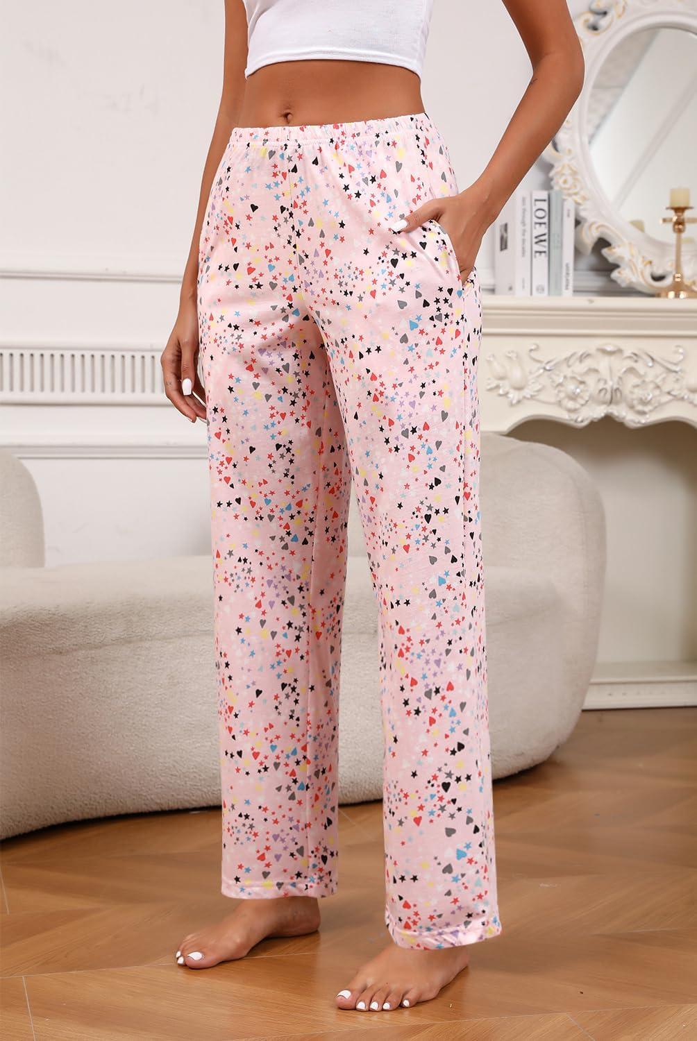 imagePNAEONG Pajama Pants Women 3 Pack Soft Cotton Lounge Pants Comfy Casual Pajama Bottoms with Elastic Waistband amp PocketsSet 5