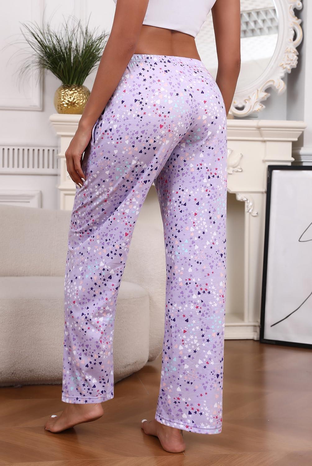 imagePNAEONG Pajama Pants Women 3 Pack Soft Cotton Lounge Pants Comfy Casual Pajama Bottoms with Elastic Waistband amp PocketsSet 5