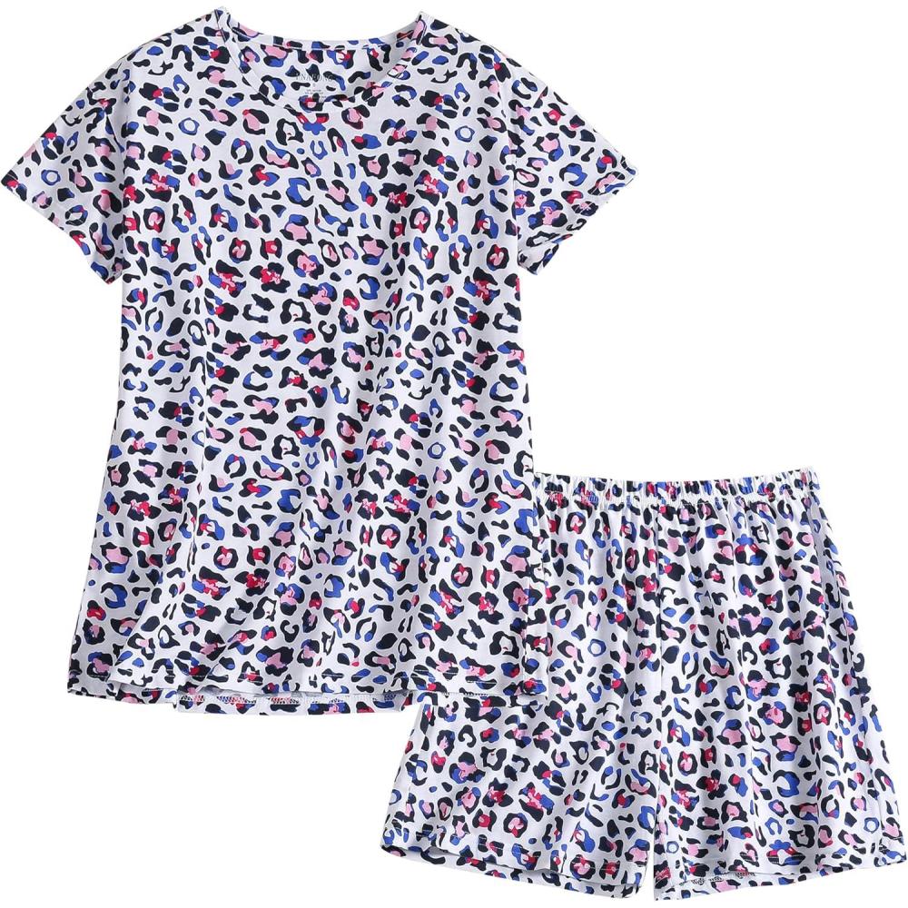 imagePNAEONG Womens Pajamas Set Cotton Short Sleeve Sleepwear Pjs Sets S3XLS Leopard