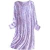 PNAEONG 3 Pack Women’s Nightgown, Long Sleeve Sleep Shirts Comfy Soft Nightshirt Women Pajama Sleep Dress Cotton Sleepwear(Star+purple+pink Paisley)