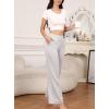 PNAEONG 3 Pack Women’s Petite Sweatpants, Casual Wide Leg Pants Loose Fit Lounge Pants with Pocket, Black+Light Grey+Dark Brown-XS