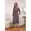 PNAEONG Nightgowns for Women Soft Cotton Long Sleeve Night Gowns Adult Sleepwear V Neck Nightshirt Comfy Sleepshirts(Black Paisley)